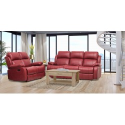 Vercelli Sofa 3+2 Fabric Red Leather Gel