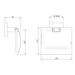 Jaquar Kubix Prime Toilet Roll Holder AKP-CHR-35753PS Stainless Steel Flap