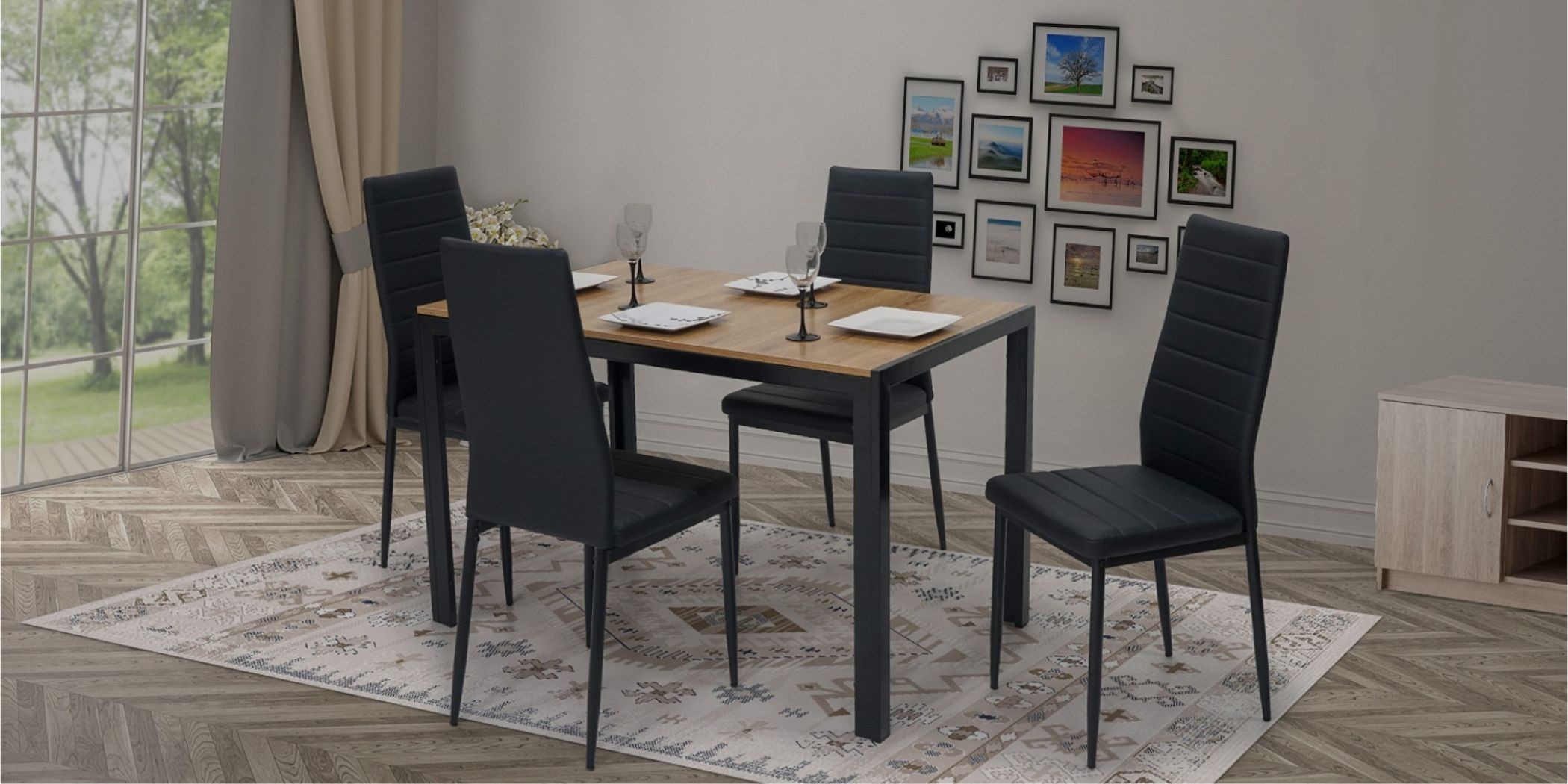 Tithonia Table and 4 Chairs Metal/MDF