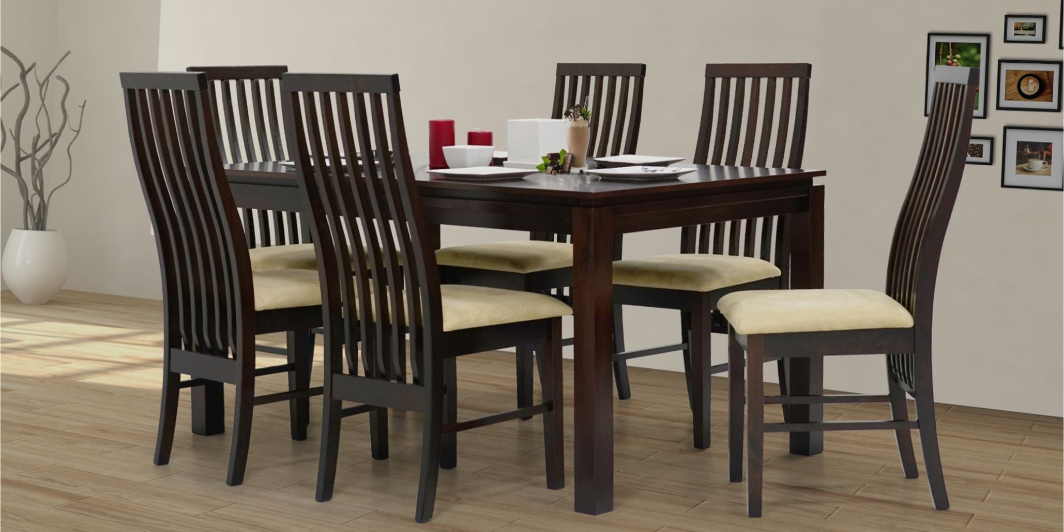 Caribean Table and 6 Chairs Rubberwood