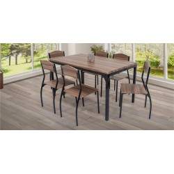 Viviana Table and 6 Chairs in Metal Black