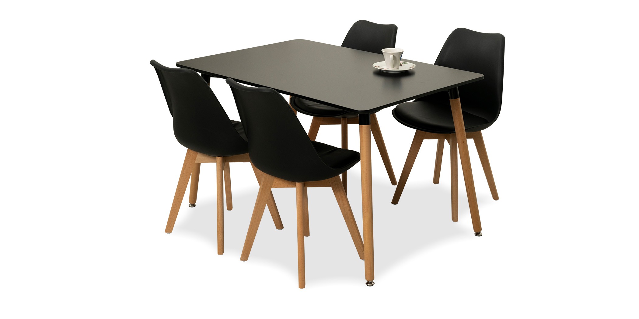 Adrian Table & 4 Chairs Black