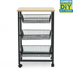 Caterina Kitchen Trolley in Particle Board & Metal