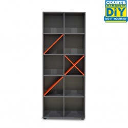 Gaming Bookcase with 10 Shelves Anthracite & Red
