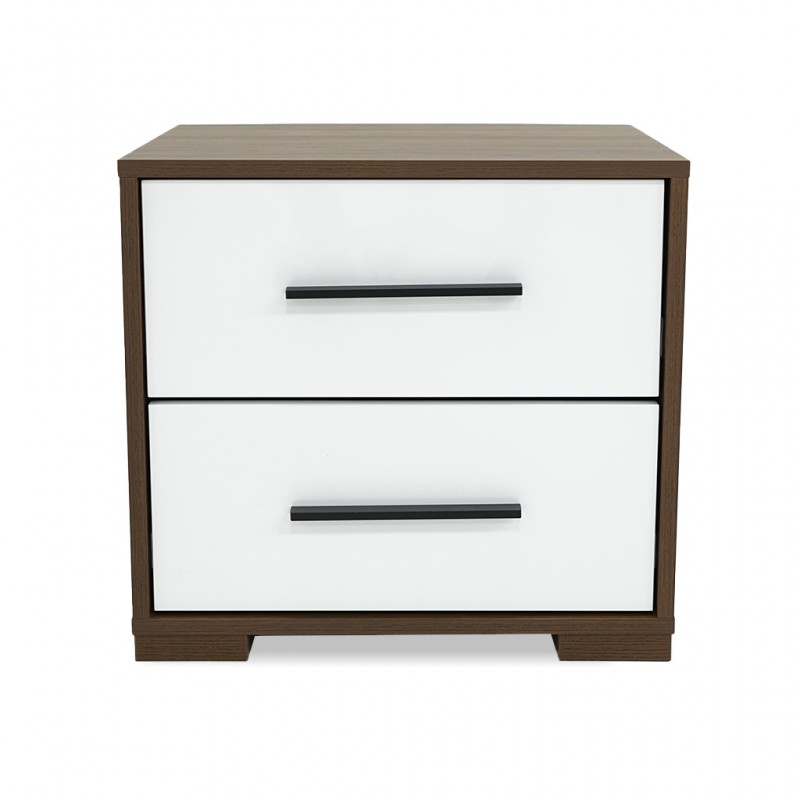 Cathalina Night Stand Walnut & White