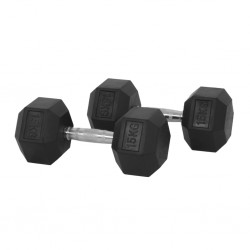 Black Rubber Hex Dumbbell Set 15kg