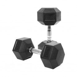 Black Rubber Hex Dumbbell Set 20kg