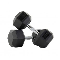 Black Rubber Hex Dumbbell Set 22.5kg