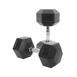 Black Rubber Hex Dumbbell Set 25 kg