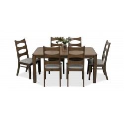 Titus Table and 6 Chairs Rubberwood Antique Nyatuh