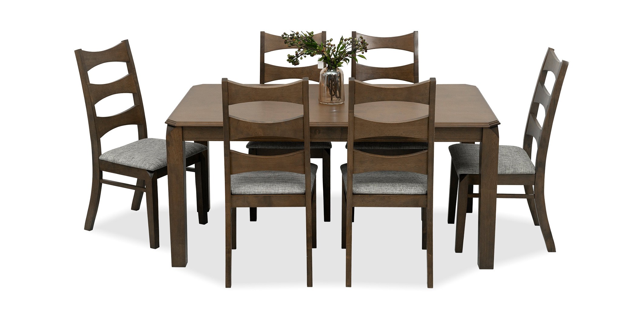 Titus Table and 6 Chairs Rubberwood Antique Nyatuh