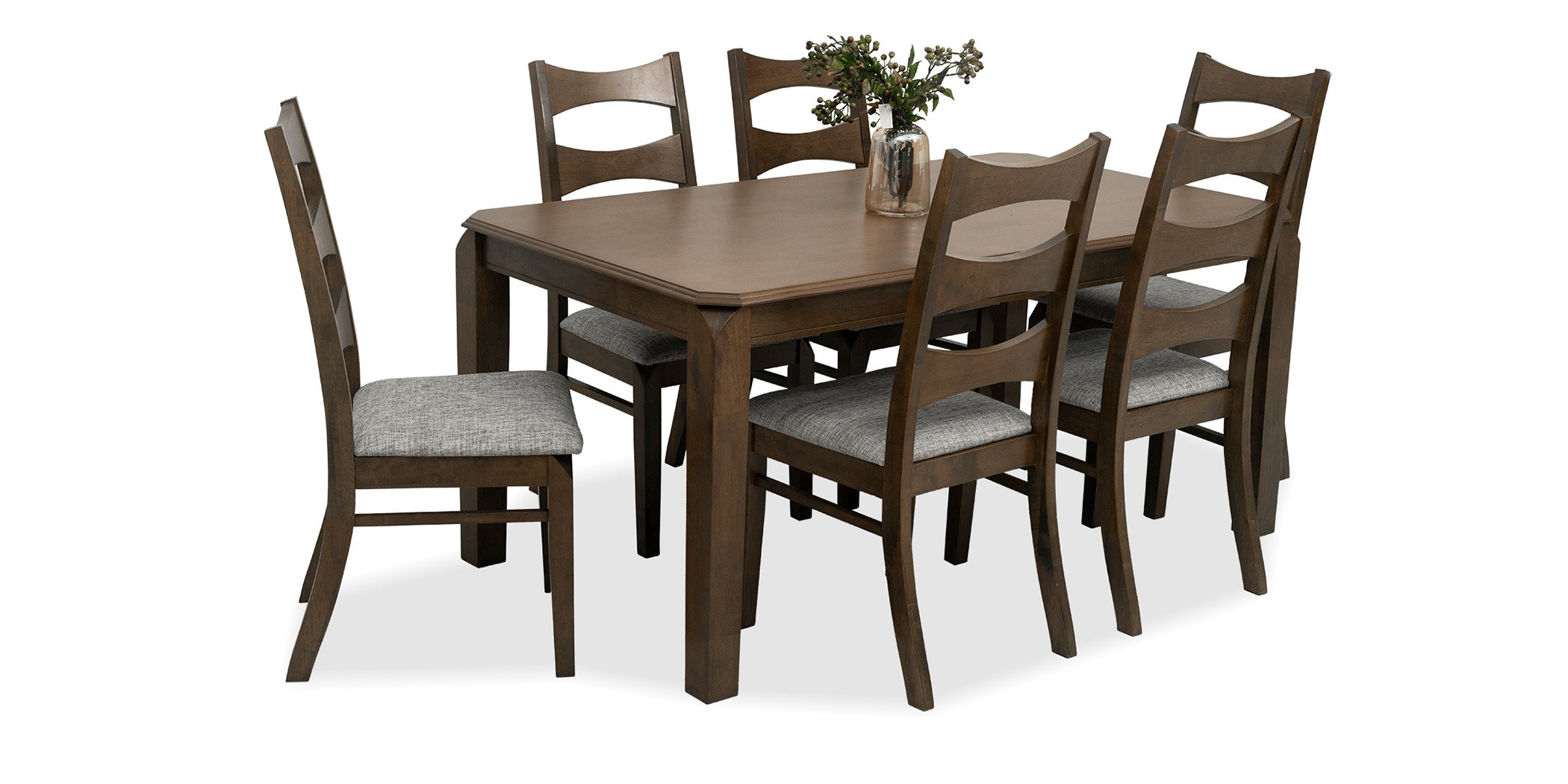 Titus Table and 6 Chairs Rubberwood Antique Nyatuh