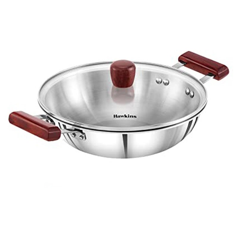 Hawkins SSD25G 2.5L/26cm Tri Ply S/S Deep Fry Pan With Glass Lid