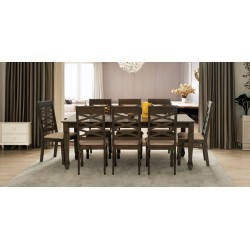 Nairobi Table and 8 chairs Rubberwood Merlot Color