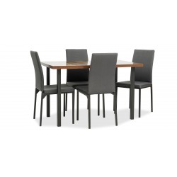 Dynasty Table and 4 Chairs Black Metal/MDF Top