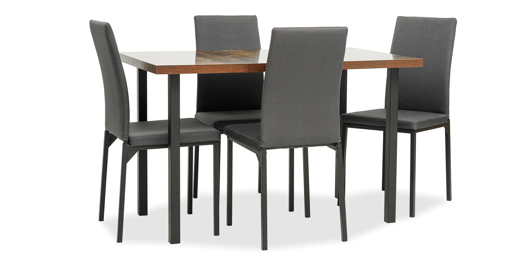 Dynasty Table and 4 Chairs Black Metal/MDF Top