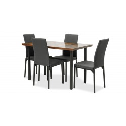 Dynasty Table and 4 Chairs Black Metal/MDF Top