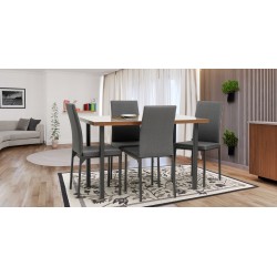 Dynasty Table and 4 Chairs Black Metal/MDF Top