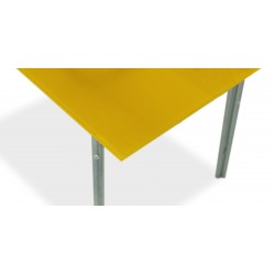 Laurenza Table and 4 Chairs Metal/Yellow Glass