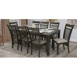 Lexus Table and 8 Chairs Brown Rubberwood