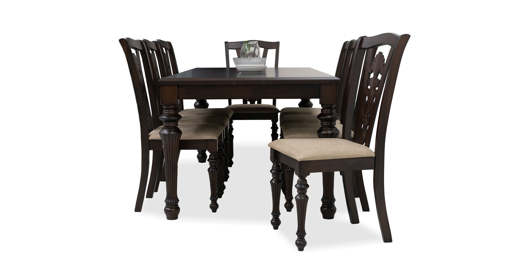 Hilton Table and 8 Chairs Dark Walnut Rubberwood