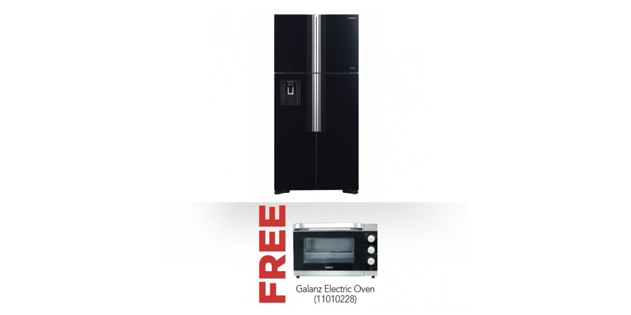 Hitachi R-W661PRU1 Refrigerator & Free Galanz KWS2046Q-S1 46L Electric Oven