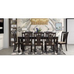 Hilton Table and 8 Chairs Dark Walnut Rubberwood