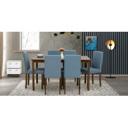 Amos Table & 6 Chairs Cocoa & Tempo Teal (Seat)