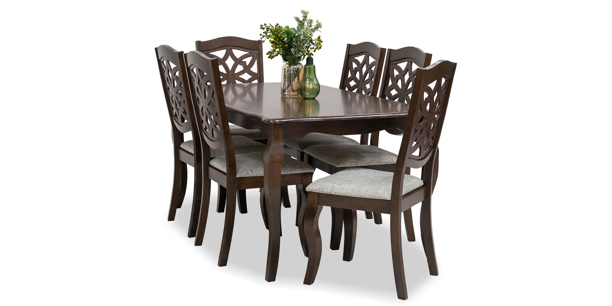 Toerra Table and 6 Chairs Rubberwood Black Cherry