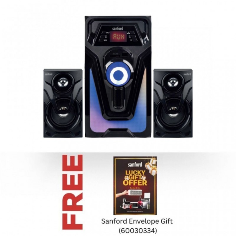 Sanford speaker SAN899-SF780SW-A 2.1 channel with subwoofer & Free Sanford Envelope Gift