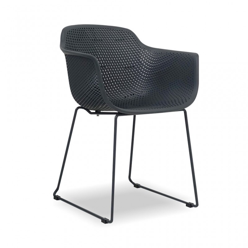 Lilac PP Chair Gunmetal With Steel Leg