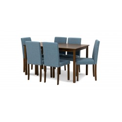 Amos Table & 6 Chairs Cocoa & Tempo Teal (Seat)