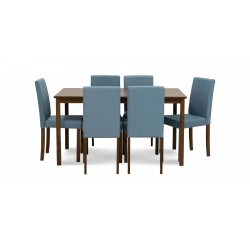 Amos Table & 6 Chairs Cocoa & Tempo Teal (Seat)