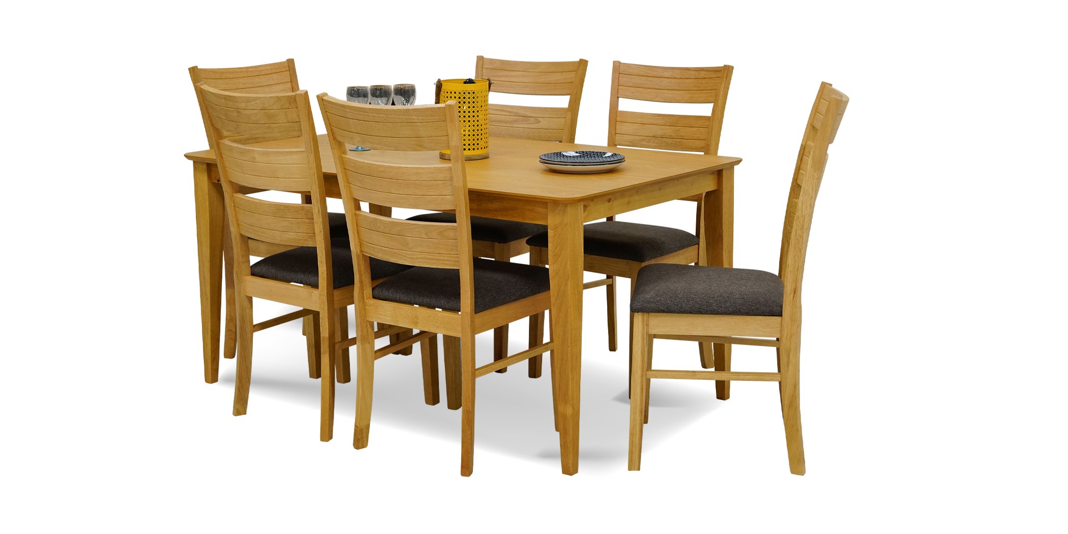 Allegro Table & 6 Chairs Natural / Chestnut Seat