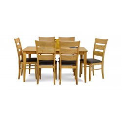 Allegro Table & 6 Chairs Natural / Chestnut Seat