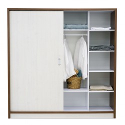 Barcelona Sliding Wardrobe Dark Walnut & White Ash