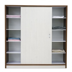 Barcelona Sliding Wardrobe Dark Walnut & White Ash