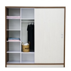 Barcelona Sliding Wardrobe Dark Walnut & White Ash