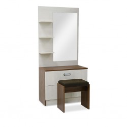 Barcelona Dressing Table and Pouf White Ash and Dark Walnut