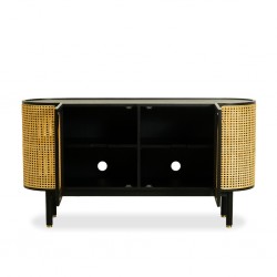 Ankhara Sideboard, Black Staines Oak & Cane