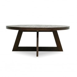 Acero Round Coffee Table Finish Rustic Brown