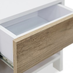 Arte Bed Side Table In Melamine MDF Wash Oak & White