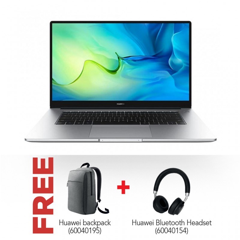 Huawei Matebook D 15 (11th Gen i3/8G/256GB) & Free Huawei Backpack + Huawei Bluetooth Headset