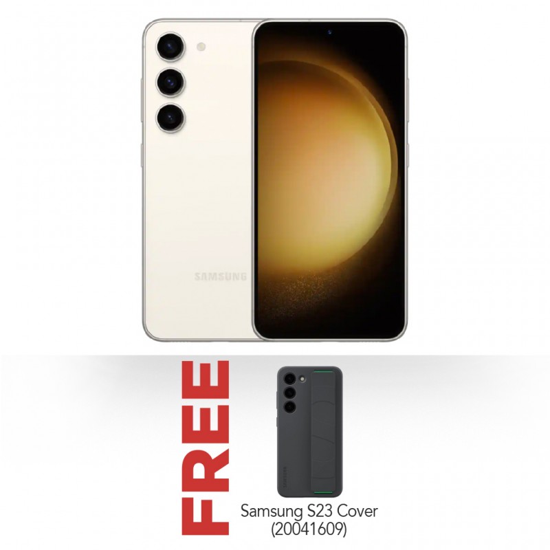 Samsung Galaxy S23 Cream & Free Samsung Cover Case S23 Silicone