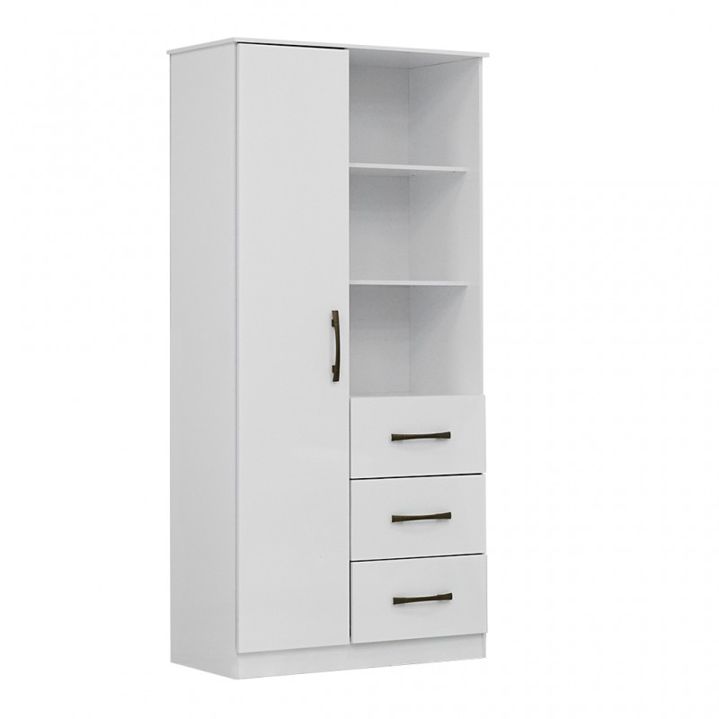 Sofia Wardrobe 1 Door & 3 Drawers White