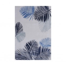 Rug 160x230 cm Blue & White Leaf