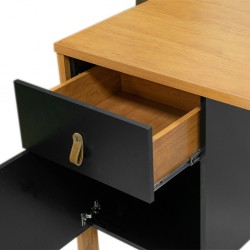 Valencia Desk Table Almond Clean/Black Matte Color