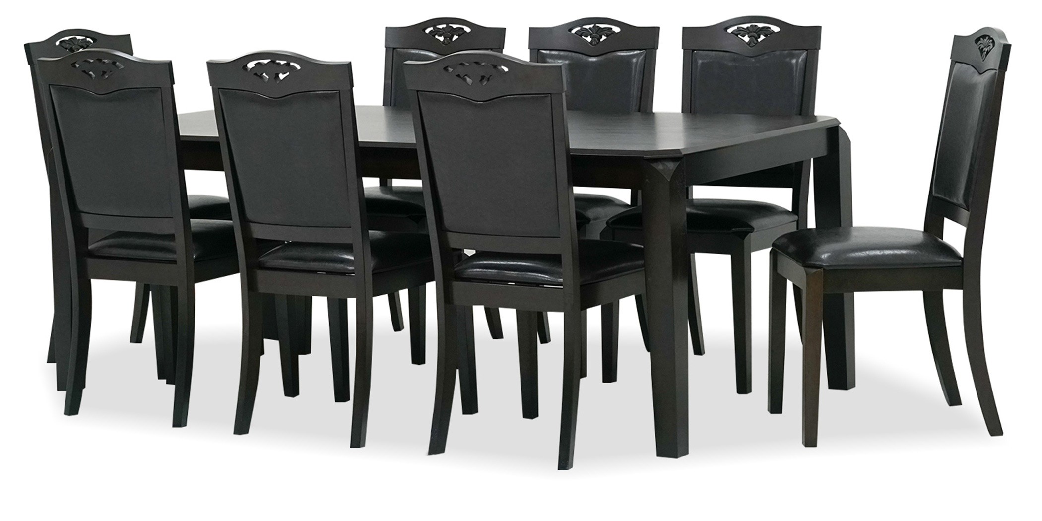 Kuka Table and 8 Chairs PU Dark Brown