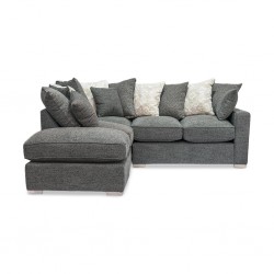 Chicago LHF Chaise + RHF 3S + Ottoman in Gun Grey Col