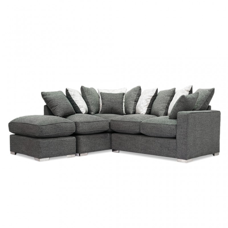 Chicago LHF Chaise + RHF 3S + Ottoman in Gun Grey Col